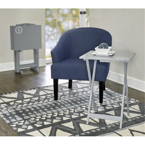 5 Piece Set Faux Marble TV Tray Table Stand in Brown, 4 Tray Tables & 1 Stand