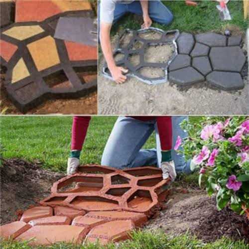 VanSmaGo Walk Stone Maker Reusable Concrete Molds Path Maker Stepping Stone Paver Lawn Patio Yard Garden DIY Walkway Pavement Paving Cement Molds - Shop Hardware Tools Online Store