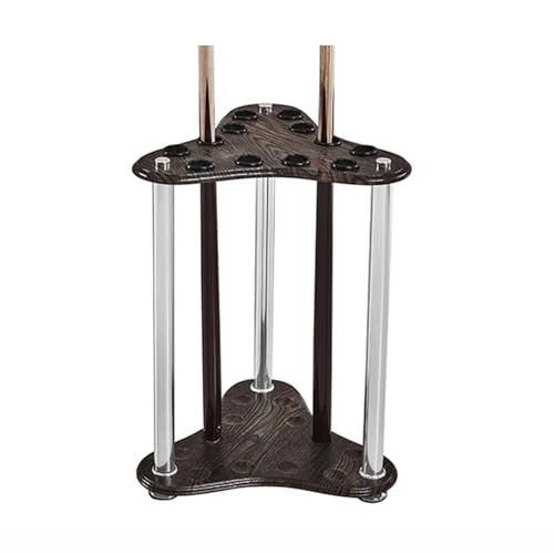 Billiard Cue Rack Stand - Holds 12 Pool Cues, Fishing Rod Storage, Durable Brown Wood - Perfect for Game Room, Billiard Room, Club Accessories