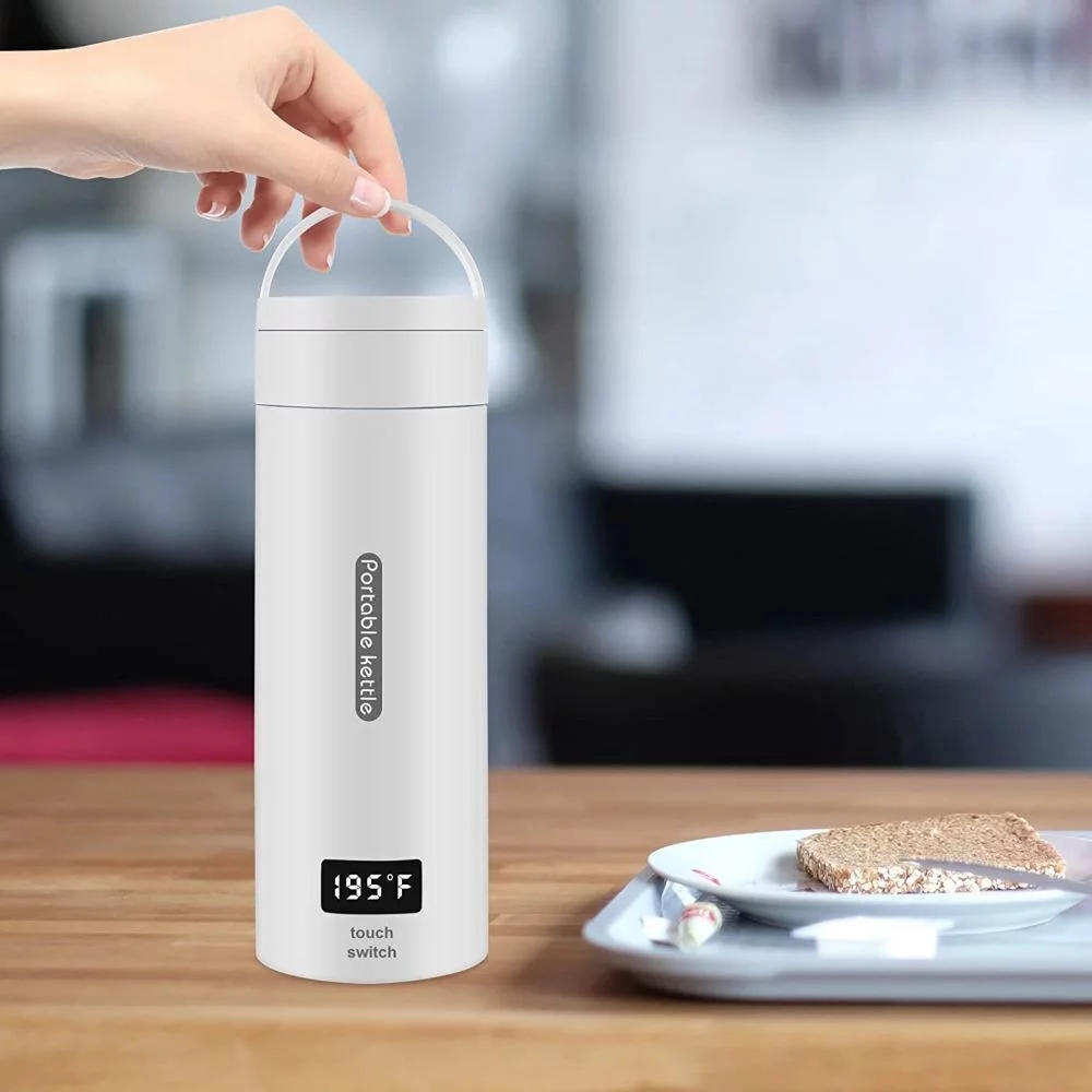 KingFurt Portable Electric Kettle for Travel Friendly Thermal Cup for Tea Coffee 300W Rapid Boil and 4-Setting Temperature Control