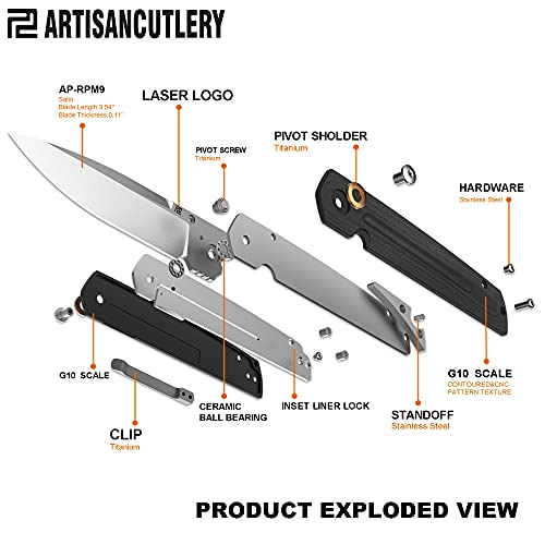 ARTISANCUTLERY Folding Knife SIRIUS (1849P) Pocket Knife EDC Knife Ray Laconico Designer Knives
