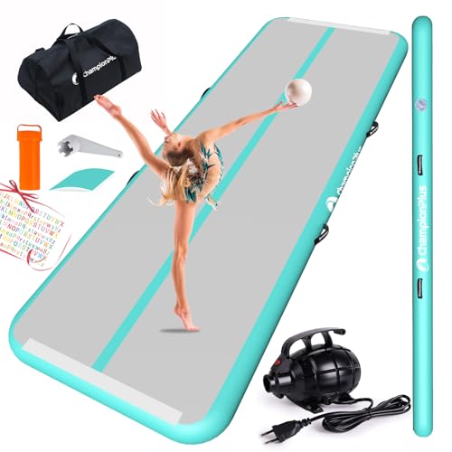 Inflatable Air Tumbling Mat Gymnastics Tumble track 4/8 inches Thickness Air Mats for Home Use/Training/Cheerleading/Water Yoga 10ft 13ft 16ft 20ft with Electric Air Pump