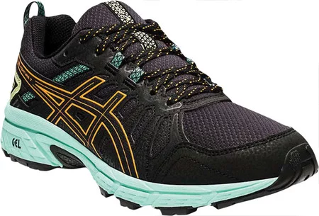 ASICS Women's Gel-Venture 7 Running Shoes 6 Wide Black/Orange Pop