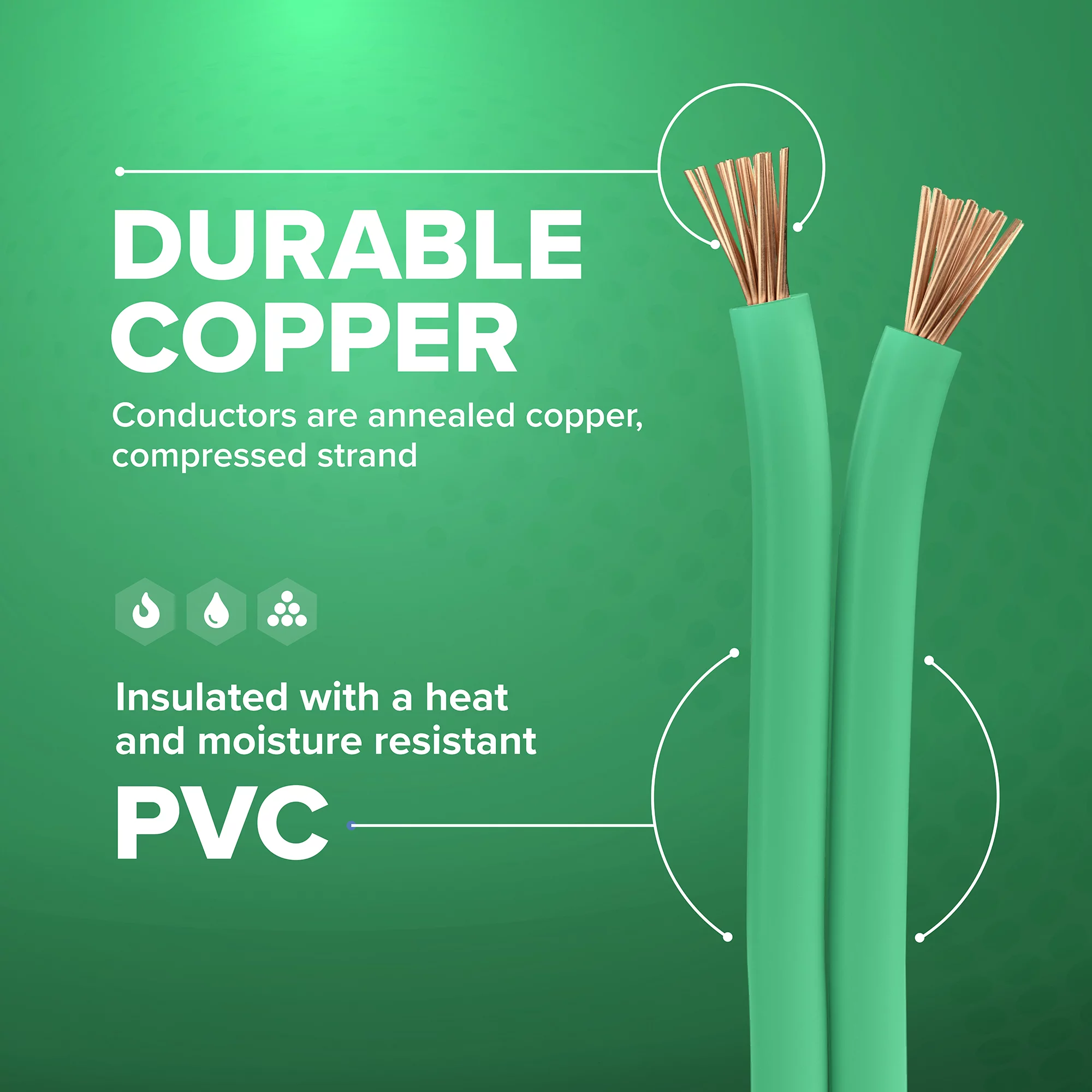 150 Feet (45 Meter) - Insulated Stranded Copper THHN / THWN Wire - 14 AWG, Wire is Made in the USA, Residential, Commercial, Industrial, Grounding, Electrical rated for 600 Volts - In Green