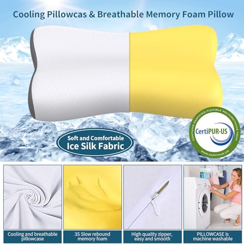 Cervical Neck Pillow Memory Foam Pillows for Neck Pain Relief, Ergonomic Pillow for Shoulder Pain, Contour Pillow for Sleeping, Orthopedic Bed Pillows Neck Support for Side Back Stomach Sleepers