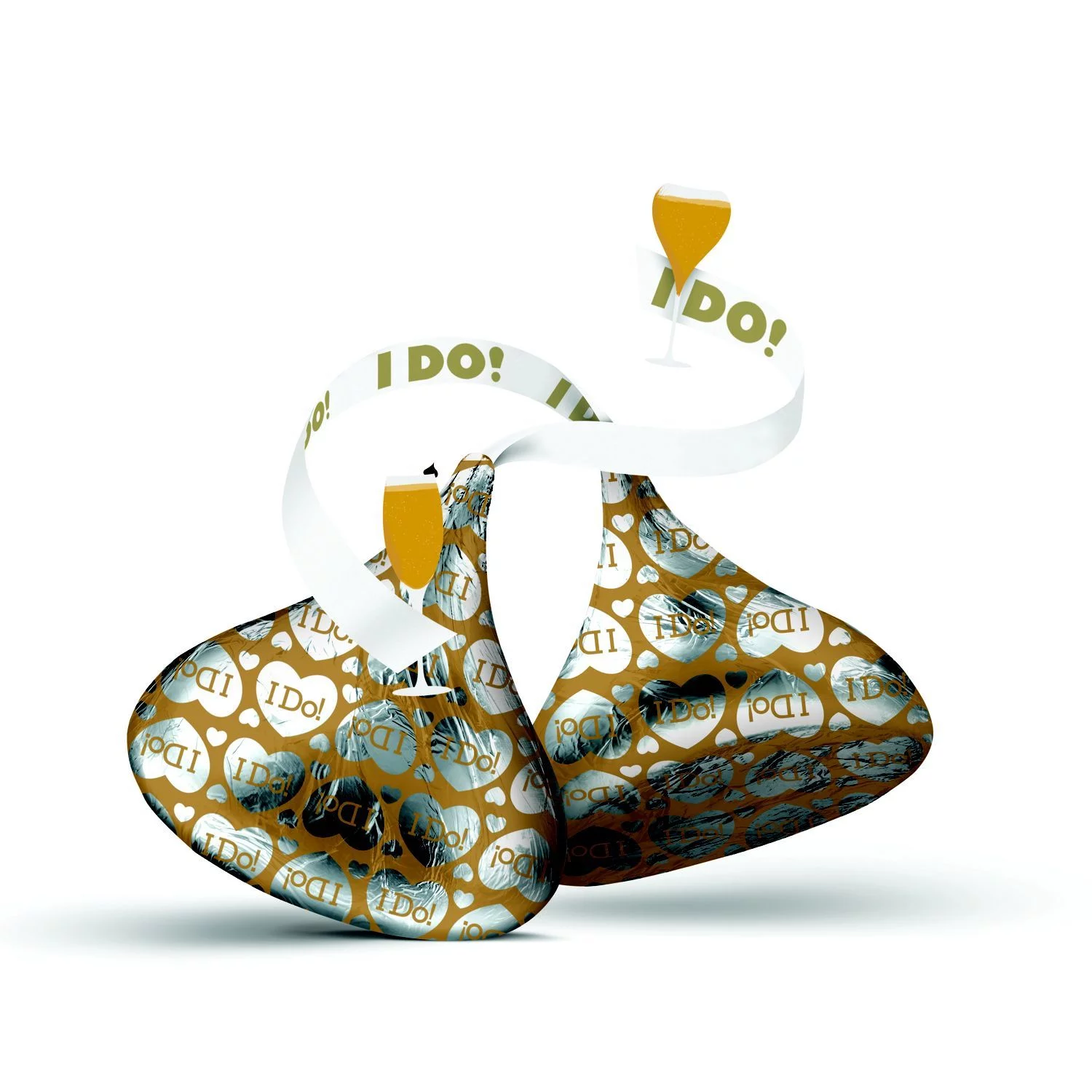 HERSHEY'S, KISSES Milk Chocolate Wedding Candy, Individually Wrapped, Gluten Free, 48 oz, Bulk Bag