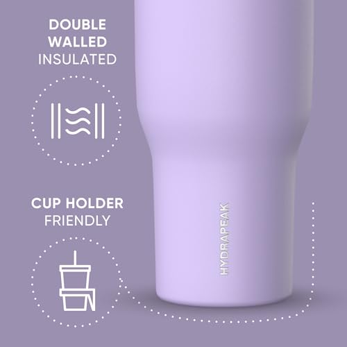 Hydrapeak Nomad 24 oz Tumbler with Handle and Straw Lid, Leakproof, Double Insulated, 24oz Cup Stainless Steel (Blush)