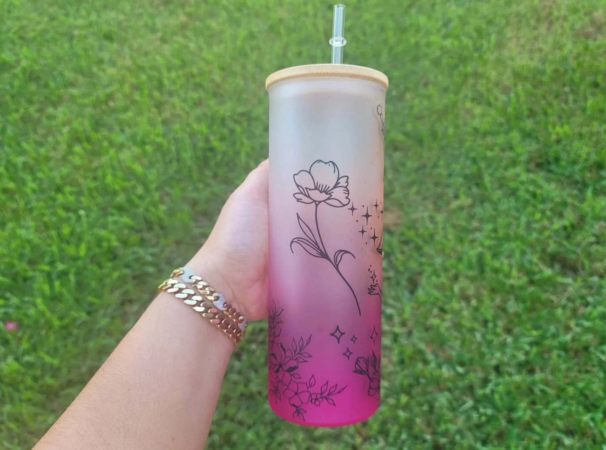 Mushroom Beer Can Glass | Boho Mushroom Coffee Glass | Aesthetic Coffee Glass | 24 oz