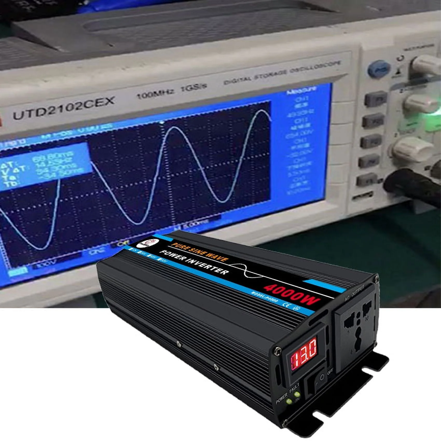 Pure Sine Wave Inverter, 4000W Power Inverter DC12V to AC 120V Car RV Converter Charger Adapter