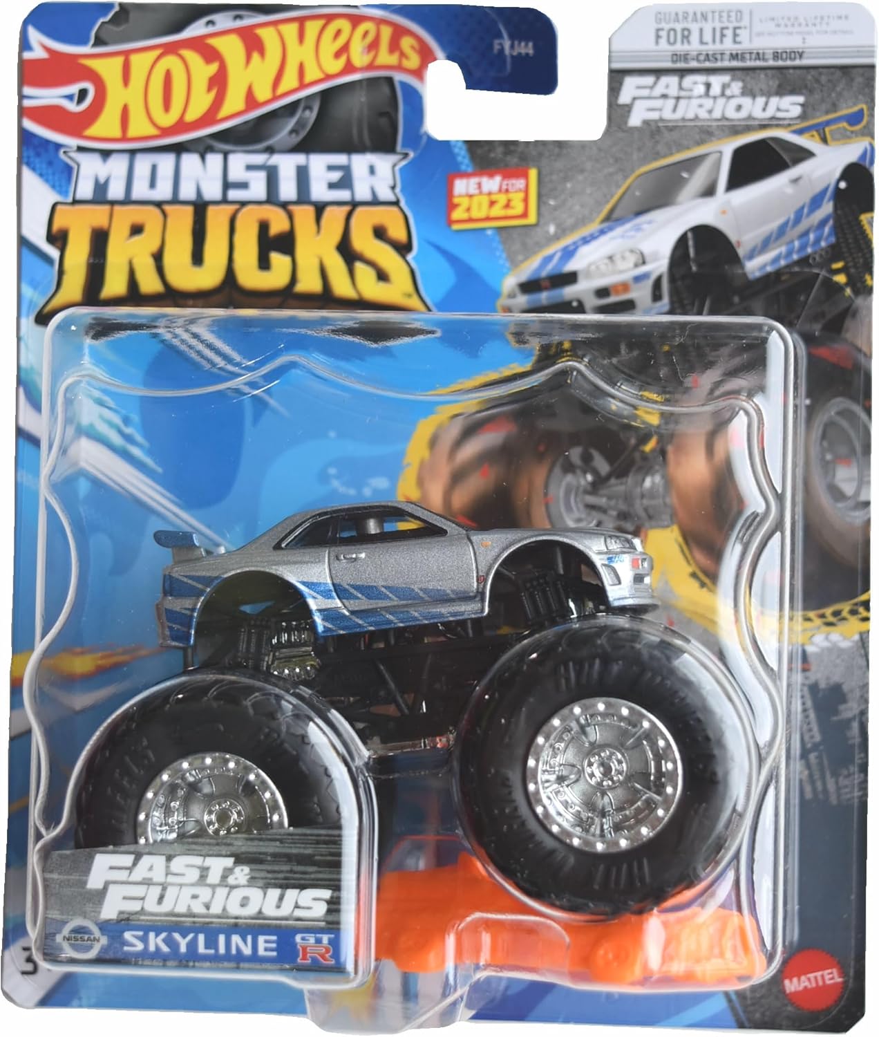 Hot Wheels Monster Trucks Fast & Furious Skyline GT R, Includes Connect and Crash Car