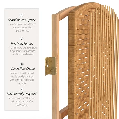 Red Lantern 7 ft. Tall Diamond Weave Dark Beige-6 Panels Room Divider