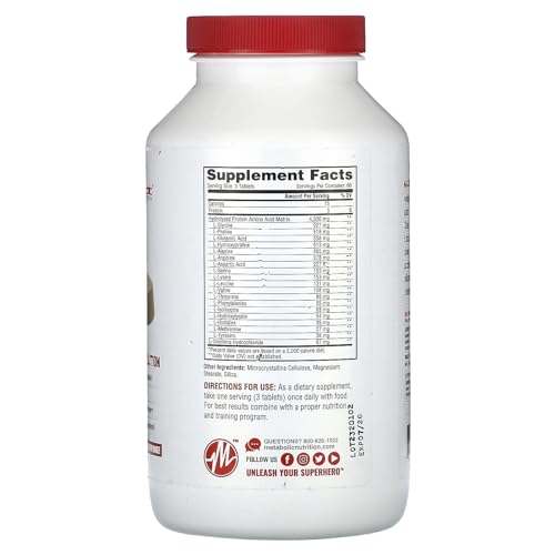 Metabolic Nutrition Amino 4500 Tablets Maximum Potency Hydrolyzed Amino Acid Complex 4500mg (180)