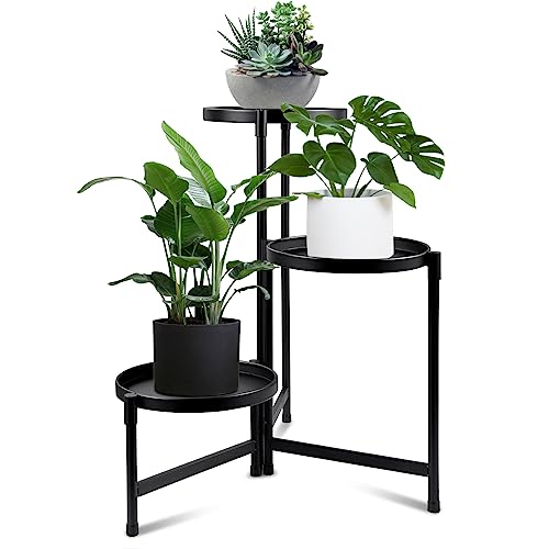Metal Plant Stand Indoor Outdoor ,5 Tier Foldable Tall Plant Shelf for Multiple Plants, Corner Plant Stand Multiple Flower Pot Holder for Living Room Patio Garden Balcony (5.1)