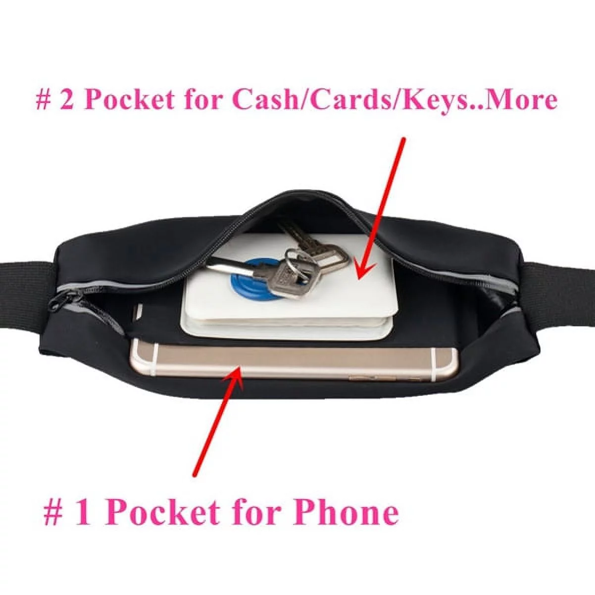 Wireless Headphones + Running Waist Bag for Motorola One 5G Ace Phone - Sports Earphones Hands-free Mic Folding Neckband and Belt Band Sports Gym Workout Case Combo for Motorola One 5G Ace (2021)