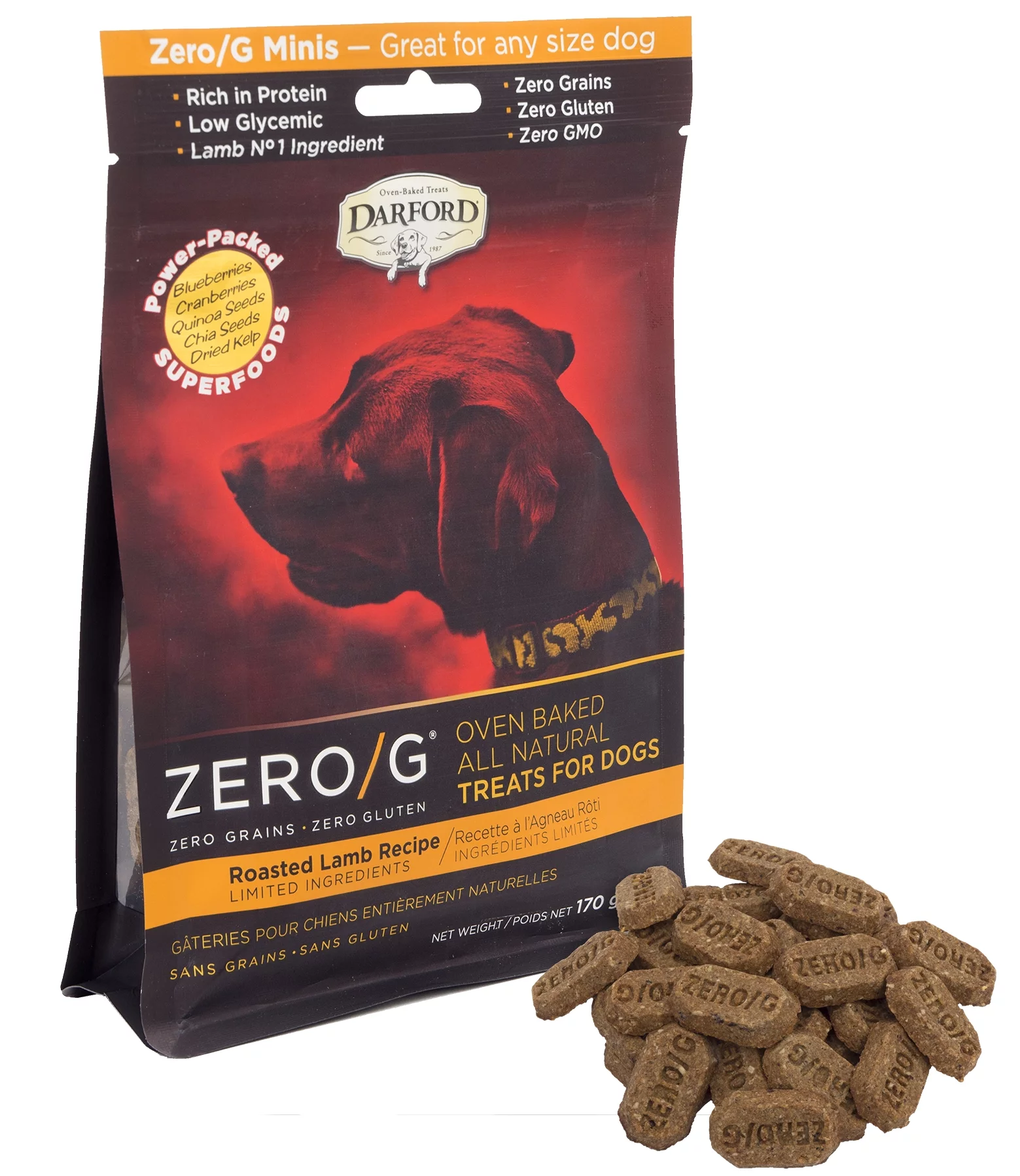 Darford ZERO/G MINI Roasted Lamb dog treats, 6 oz.