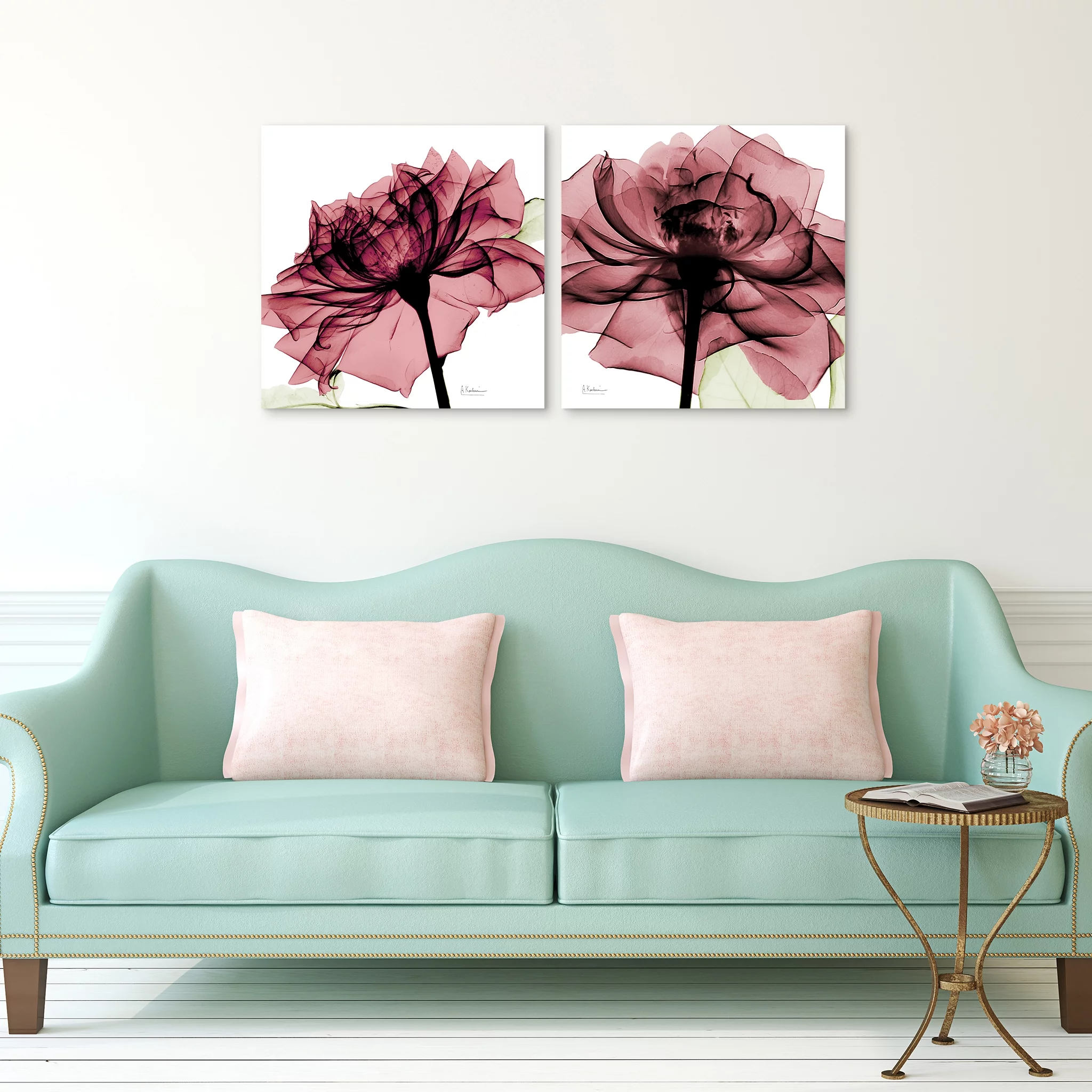 Empire Art Direct Chianti Rose I & II Frameless Free Floating Tempered Glass Panel Graphic Wall Art, 24