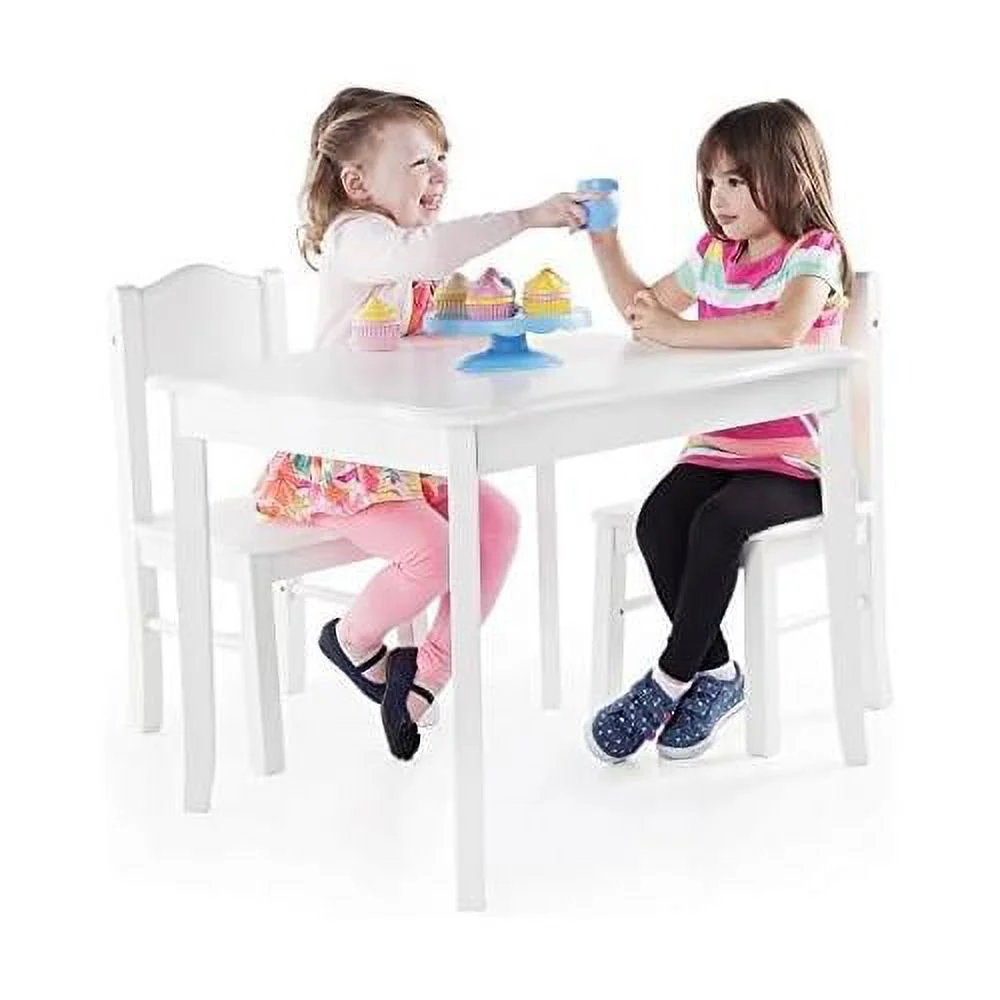 Classic White Table And Chairs Set: Toddler Wooden Activity Table - Dining Room, Bedroom, School And Playroom Furniture For Kids