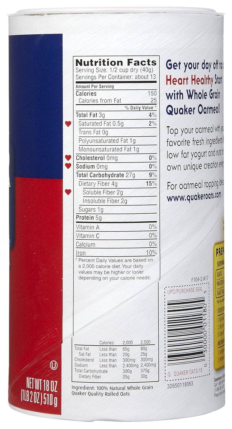 Quaker Standard Oatmeal Quick - 18 oz - 2 pk