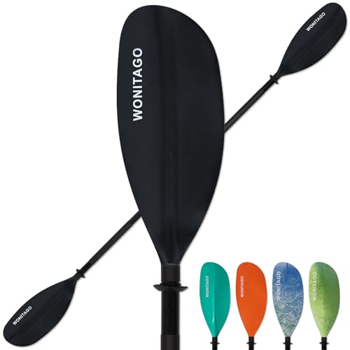 Kayak Paddles with Alloy Shaft and PP Blade, Floating Kayaking Oars, Adjustable 230-250 cm/90-98 Inches, 210-230 cm/82-90 Inches