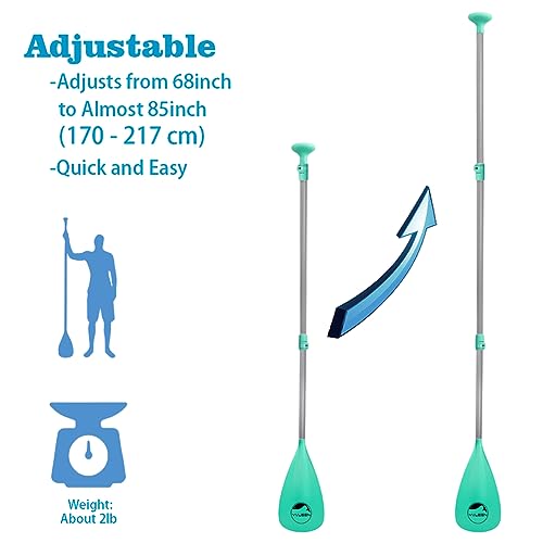 YVLEEN SUP Paddle Board Paddle，Stand up Paddleboard Paddles Adjustable Aluminum 4-Piece Floating Kayak Paddle，Convertible Paddle