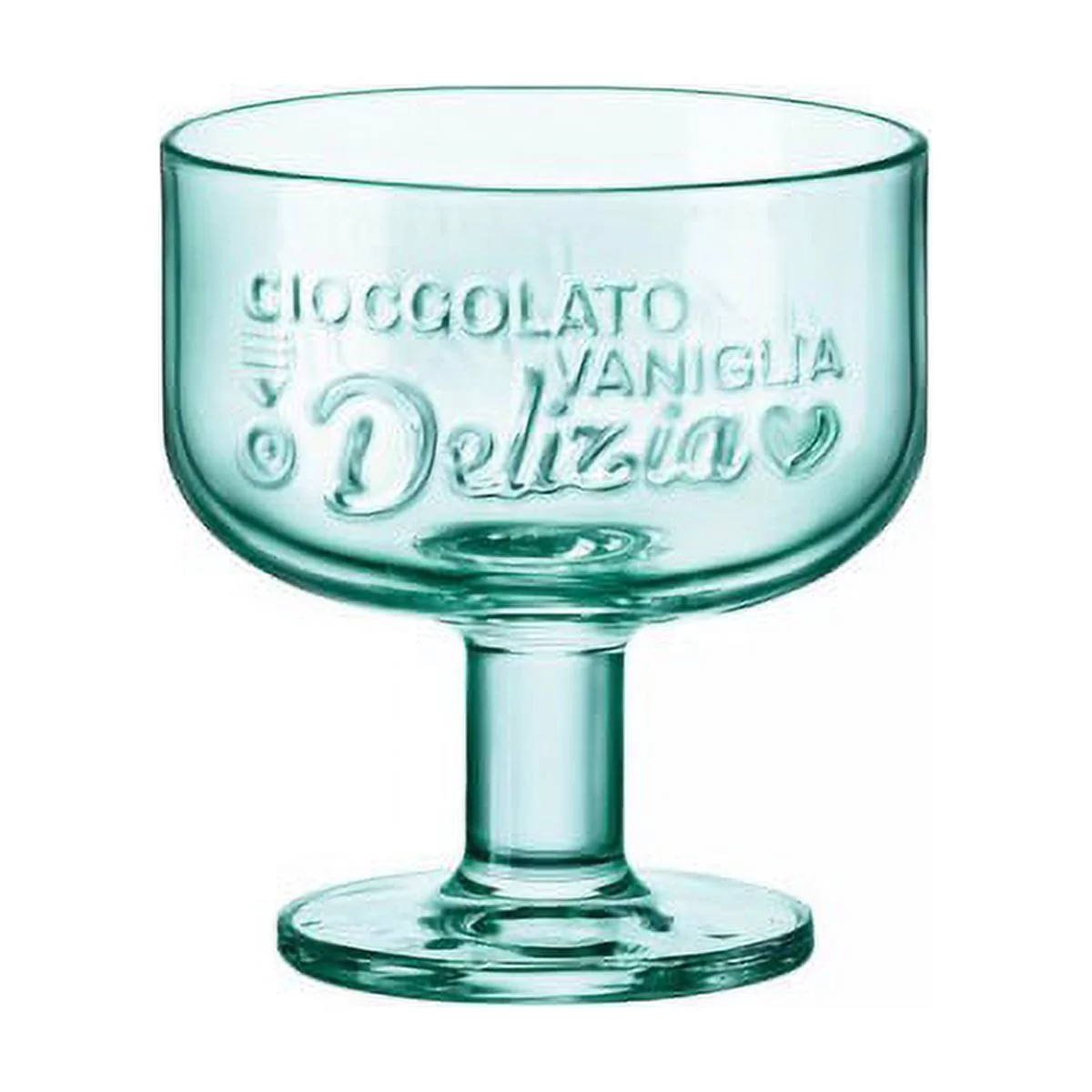 Bormioli Rocco Retro Graphica Dessert Cup Glass Dish for Ice Cream, Sorbets, Fruit Set of 6 - 9.5 oz - Federal Green - New
