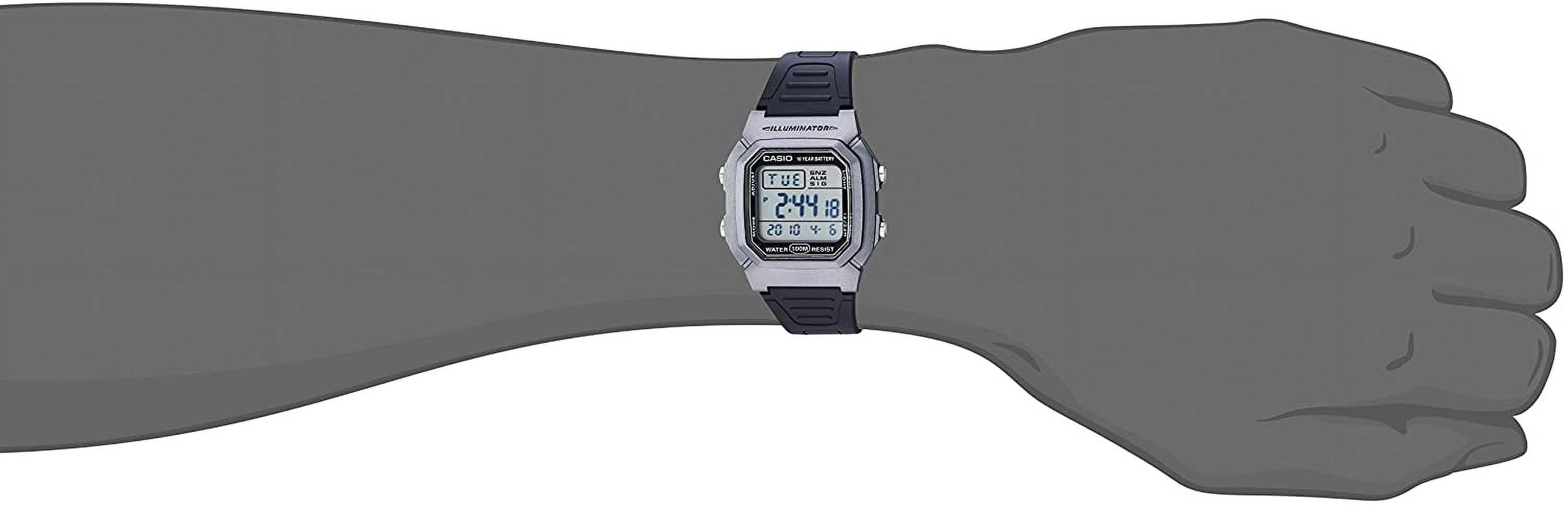 Casio Men's Dual Time Digital Watch, Silver/Black - W-800HM-7AVCF