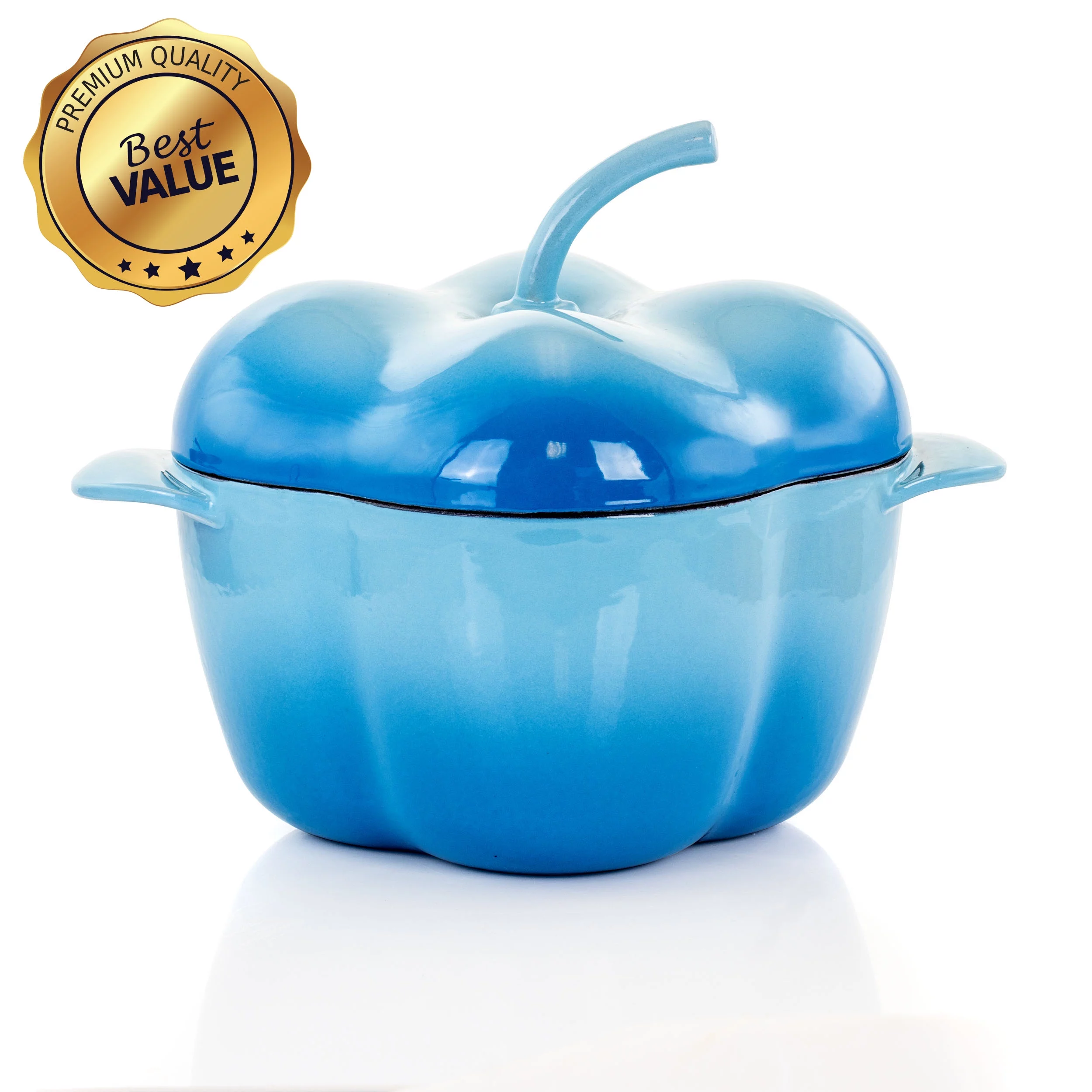 Megachef  3 qt. Pepper Shaped Enameled Cast Iron Casserole - Blue