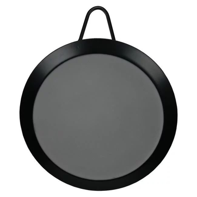 13 in. Carbon Steel Non-Stick Round Comal Griddle, Black
