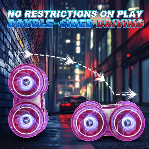 Waterproof Remote Control Car，4WD Amphibious 2.4 GHz RC Car Remote Control Boat，360°Rotation RC Stunt with LED Lights，Boys Girls Gifts All Terrain Water Beach Pool Toy