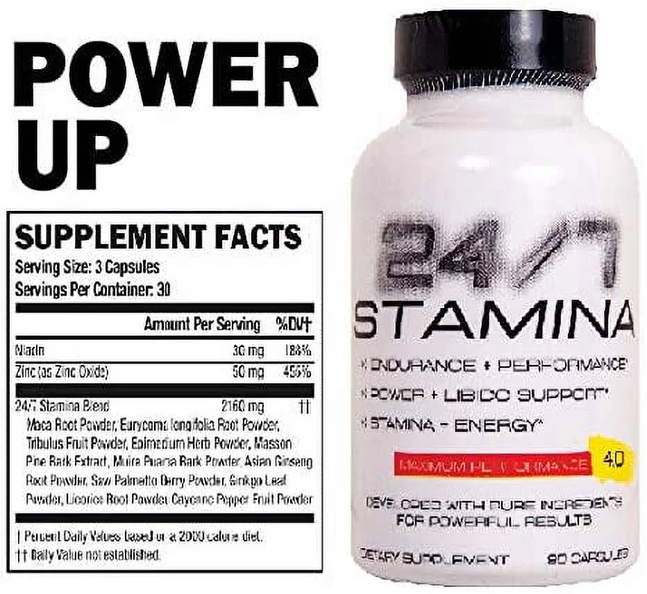 24/7 Stamina - All-natural Energy Supplement- Endurance Booster - Energy Booster 90 count Pentlab Made in USA