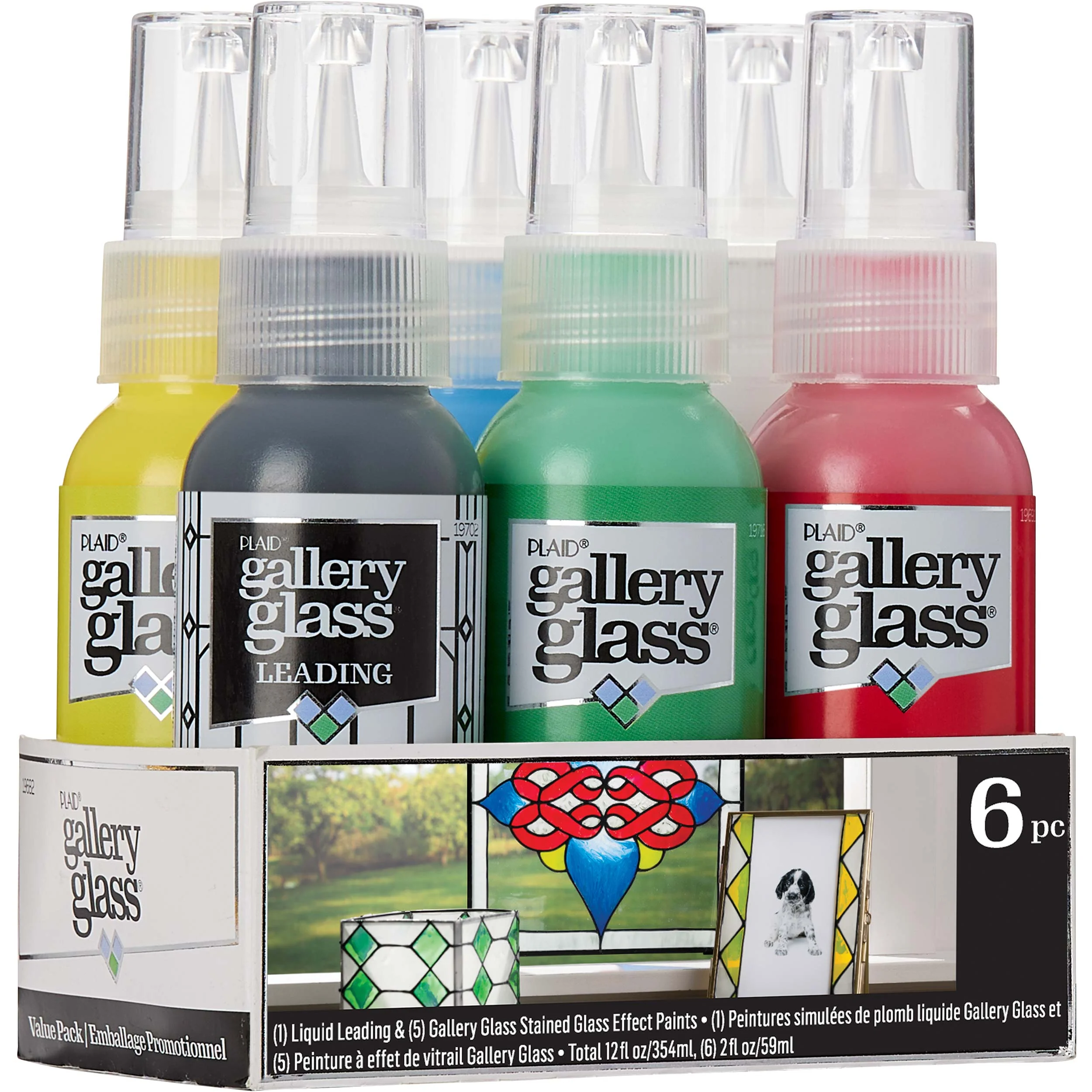 Gallery Glass Basic Stained Glass Kit, 6 Piece Glass Paint Set for DIY Arts and Crafts