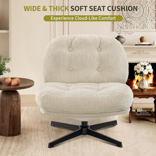 FelixKing Swivel Accent Chair with Ottoman for Bedroom, Living Room & Apartment, Dark Gray