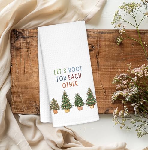 Christmas Tree Kitchen Towels, Snowy Christmas Winter Tree Dish Hand Tea Towels, Xmas Holiday Kitchen Bathroom Decor, 16x24 Inch