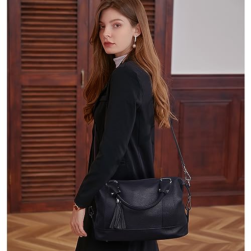 HESHE Womens Genuine Leather Handbags Purse Crossbody Satchel Tote Bags Ladies Real Leather Bags