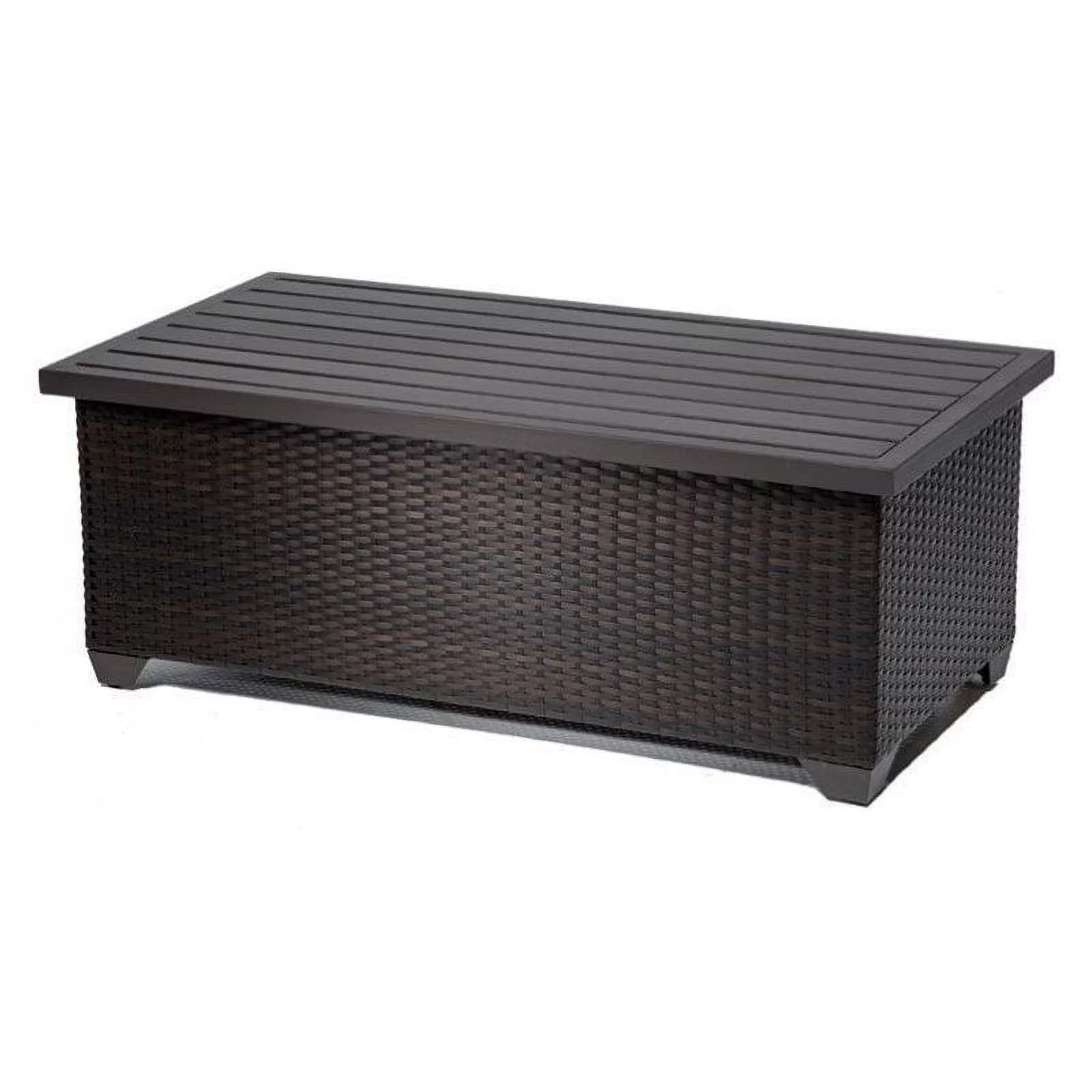 Bowery Hill Outdoor Wicker Storage Coffee Table in Espresso