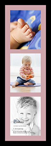 ArtToFrames Collage Photo Frame Single Mat with 3-8x10 Openings with Satin Black Frame and Scotch Mist mat.