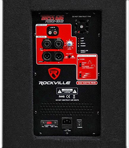 Rockville RBG15S 1600w Active Powered PA Subwoofer w/DSP + Limiter Pro/DJ, 15 inch, Black