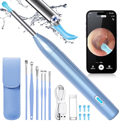 Electric Ear Wax Removal Tool, Ear Camera with 1920 HD Camera, Smart Visual Ear Cleaner Kit with 6 LED Lights, Rechargeable Otoscope with 6 Ear Pick Replacement for Kids/Adults - Deep Purple