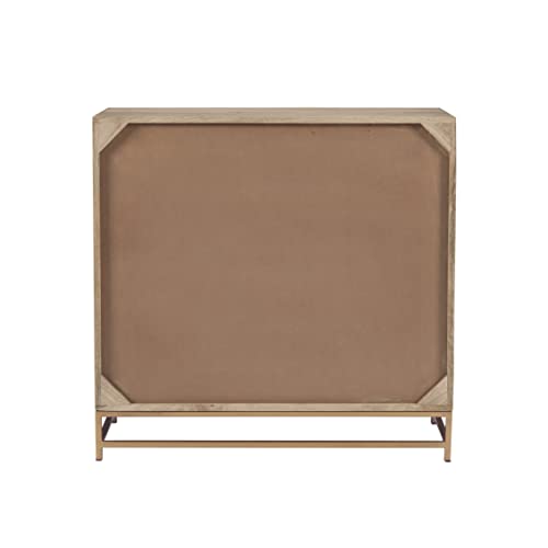 Powell Natural Rattan and Gold Base 2 Danika, Two Drawer Cabinet, Beige