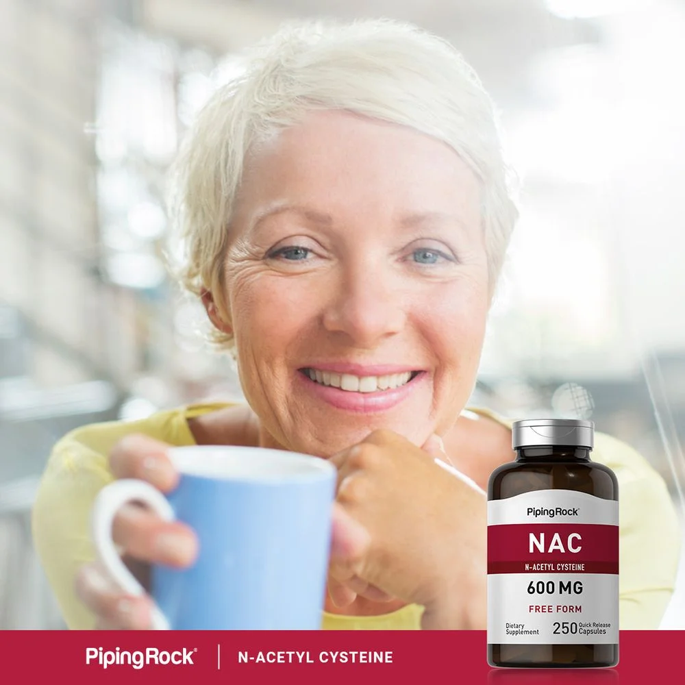 N-Acetyl Cysteine (NAC) 600 mg | 250 Coated Caplets | Non-GMO, Gluten Free | By Piping Rock
