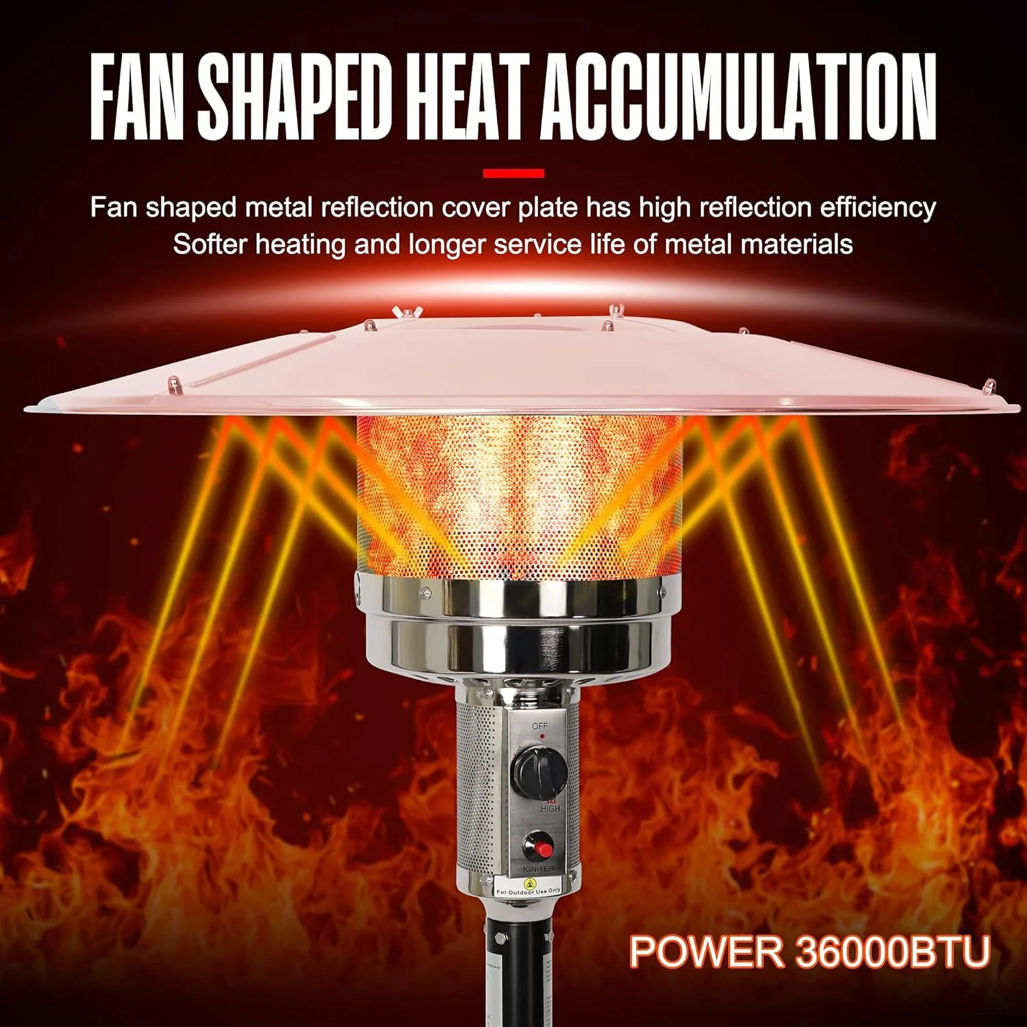 Outdoor Patio Heater, Propane Heater w/Wheels, Shelf Tabletop, Auto Shut Off Protection, 36000 BTU Tall Standing Gas Heater for Outdoor Use