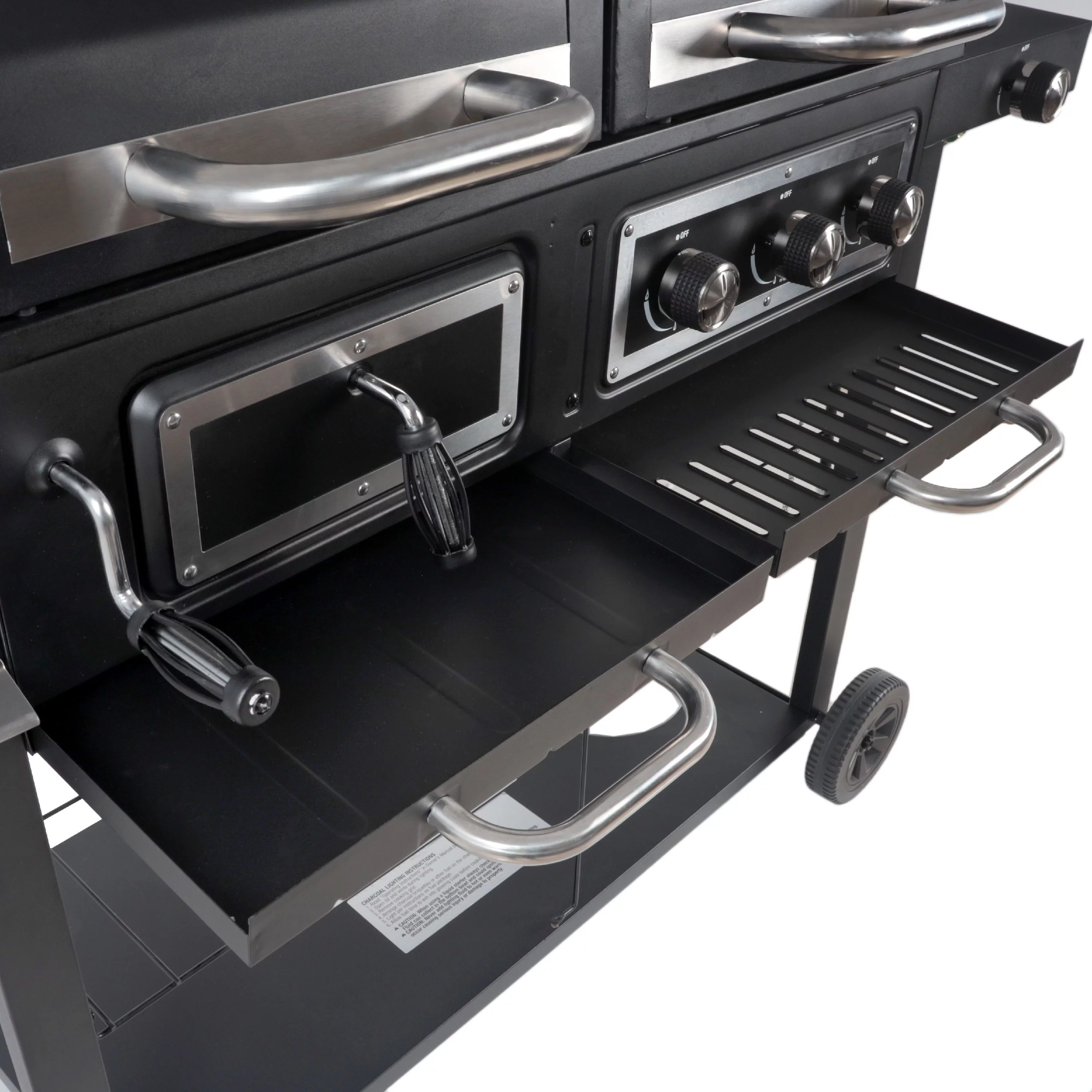 RevoAce Dual Fuel Gas & Charcoal Combo Grill, Black with Stainless