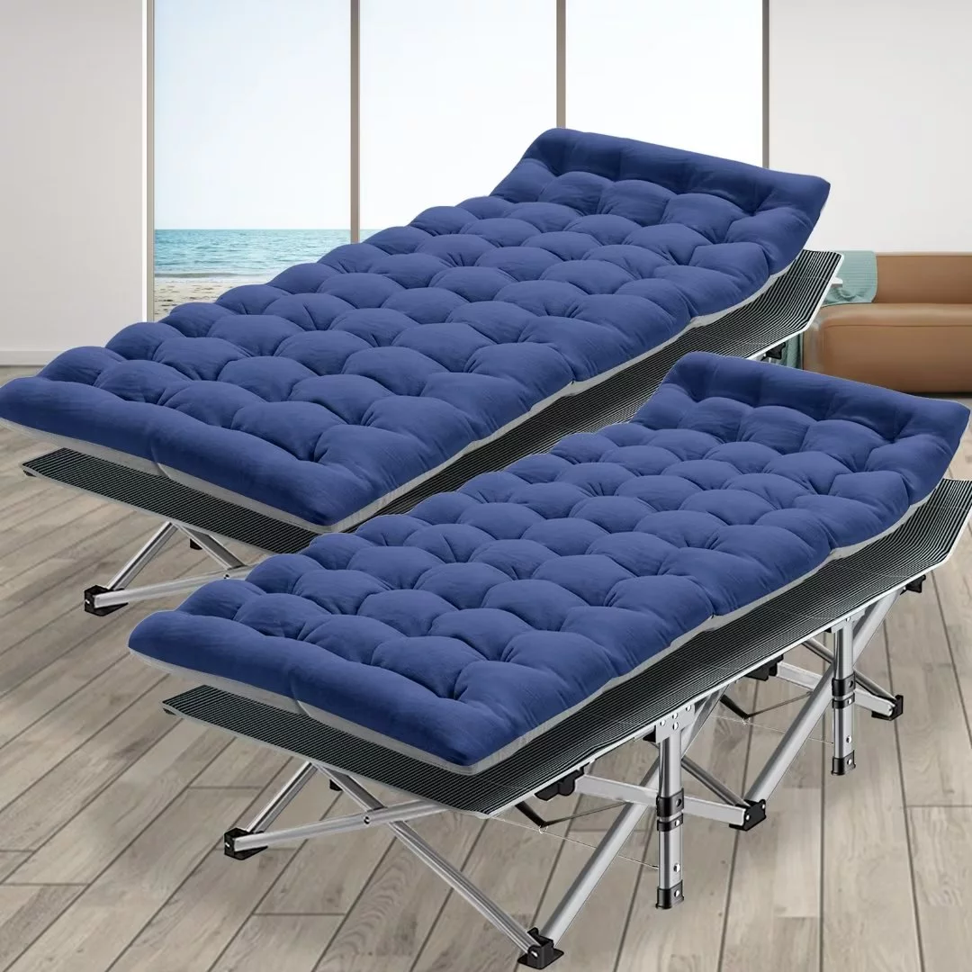 Docred 2 Pack Folding Cot Camping Cot, Folding Camping Bed Outdoor Portable Military Cot, Double Layer Oxford Strong Heavy Duty Wide Sleeping Cots with Carry Bag