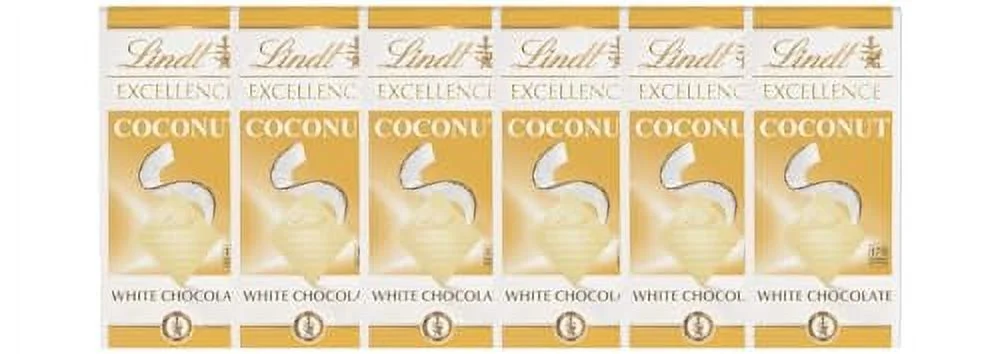 Coconut White Chocolate Bar, Chocolate Candy for Christmas and Holidays. (White Coconut, 6 Pack)