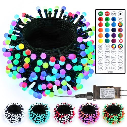 Brizled Color Changing Christmas Lights, 65ft 198 LED Christmas Berry String Lights with Remote, RGB Christmas Tree Lights Indoor Outdoor Mini Globe Lights Waterproof for Xmas Halloween Party Decor