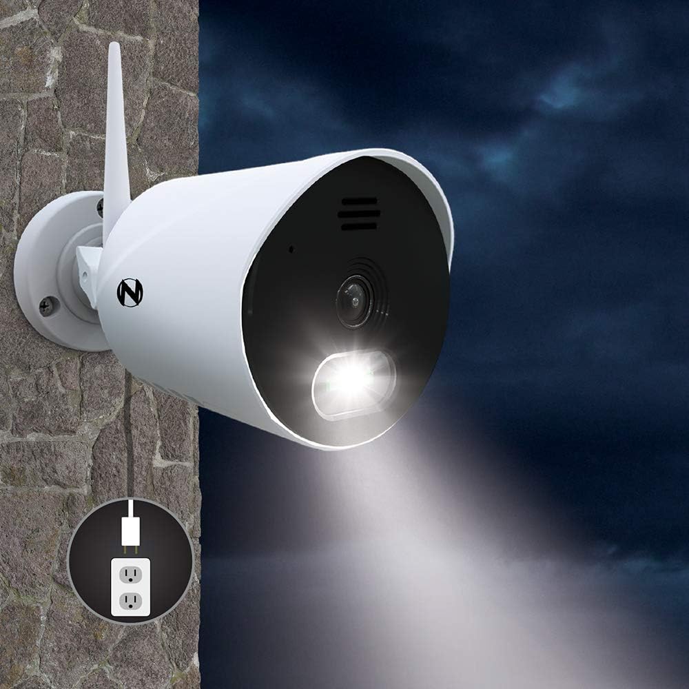 Night Owl 1080p AC Powered Panoramic Wi-Fi IP Indoor/Outdoor Camera with a 140° Ultra Wide Angle View, 2-Way Audio, Built-in Spotlight, Motion Detection, and Remote Viewing Mobile App