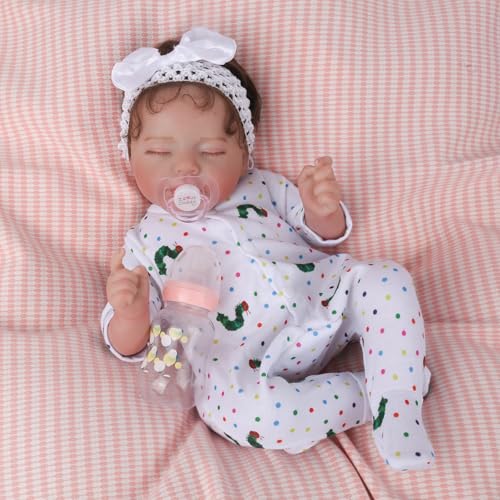 Reborn Baby Dolls Girl - 20 Inch Realistic Sleeping Newborn Baby Doll, Lifelike Handmade Cloth Body Soft Weighted Reborn Doll, Advanced Painted Gift Set for Kids Age 3+