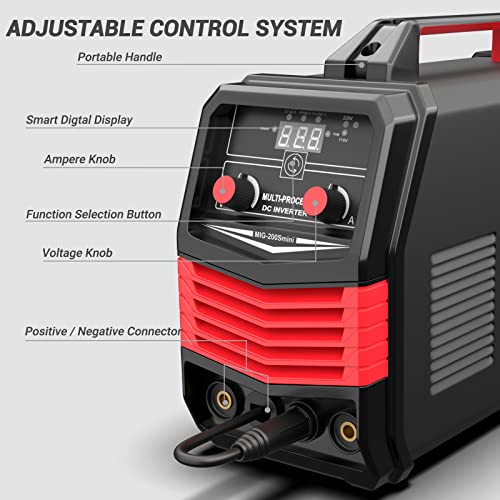 AUTOGEN 200A MIG Welding Machine, 4 in 1 Flux Gas/Gasless/Lift/ARC/TIG Welding Machine, 110V/220V Dual Voltage Stick Welder, Gas Gasless Flux Core Welder