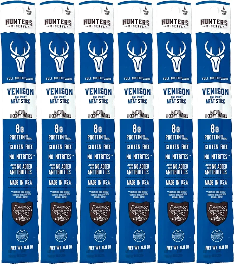 Reserve - Exotic Meat Trail Sticks - Adventure You Can Taste - Wild Game Jerky Sticks (VENISON, 6Ct)