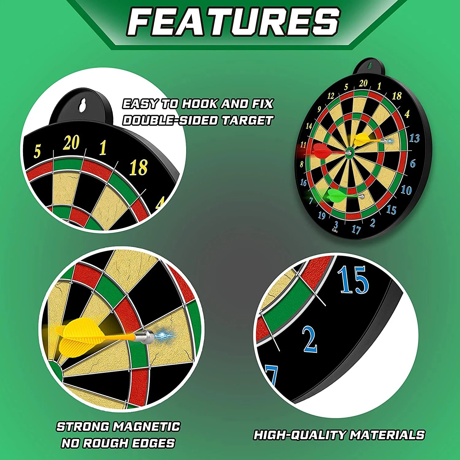Magnetic Dart Board - 12pcs Magnetic Darts (Red Green Yellow) - Excellent Indoor Game and Party Games - Magnetic Dart Board Toys Gifts for 5 6 7 8 9 10 11 12 Year Old Boy Kids and Adults